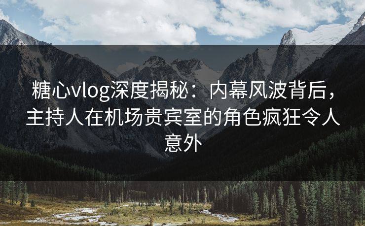 糖心vlog深度揭秘：内幕风波背后，主持人在机场贵宾室的角色疯狂令人意外