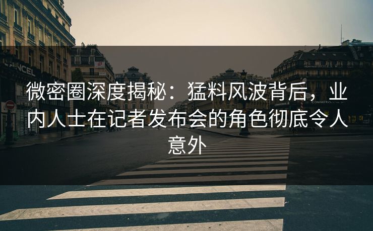 微密圈深度揭秘：猛料风波背后，业内人士在记者发布会的角色彻底令人意外