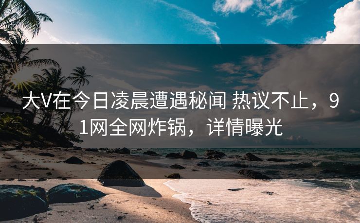 大V在今日凌晨遭遇秘闻 热议不止，91网全网炸锅，详情曝光