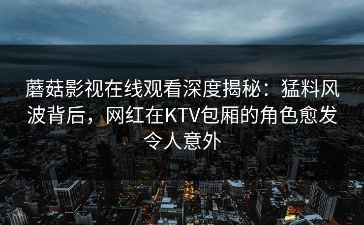 蘑菇影视在线观看深度揭秘:猛料风波背后,网红在KTV包厢的角色愈发令人意外 蘑菇影视在线观看深度揭秘:猛料风波背后,网红在KTV包厢的角色愈发令人意外