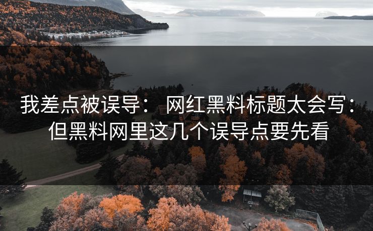 我差点被误导: 网红黑料标题太会写: 但黑料网里这几个误导点要先看 我差点被误导: 网红黑料标题太会写: 但黑料网里这几个误导点要先看